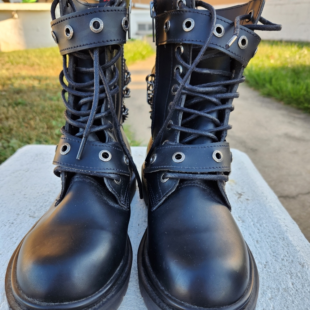 Demonia Steampunk leather Combat boots